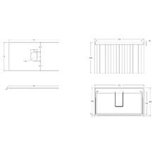 Rhea 800mm Fluted Wall Hung Single Vanity